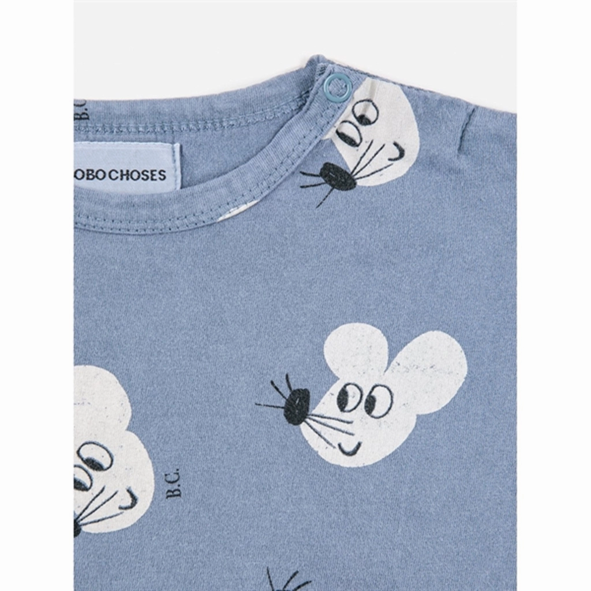 Bobo Choses Blue Mouse Blouse AOP Polished Finish hypoallergenic material