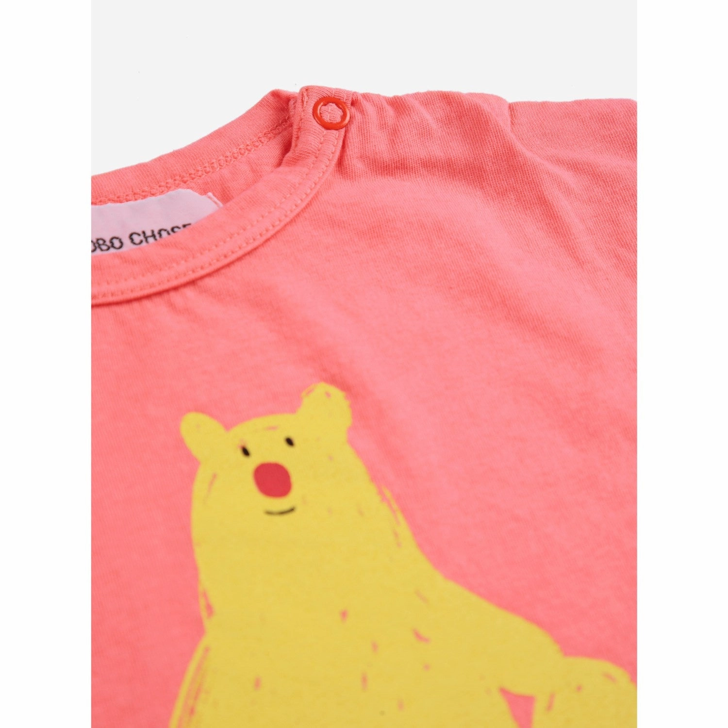 Bobo Choses Coral Pink Hug Me Bear T-Shirt Formal Occasion SeamFreeShoulders