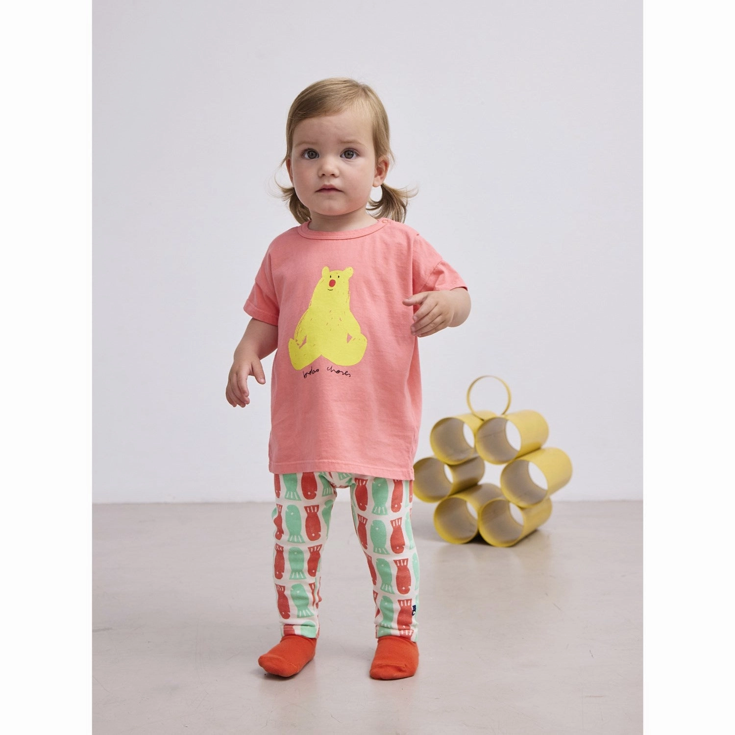 Bobo Choses Coral Pink Hug Me Bear T-Shirt Classic Outfit Versatile and Stylish