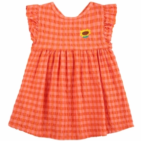 Effortless Elegance Bobo Choses Coral Pink Vichy Woven Dress