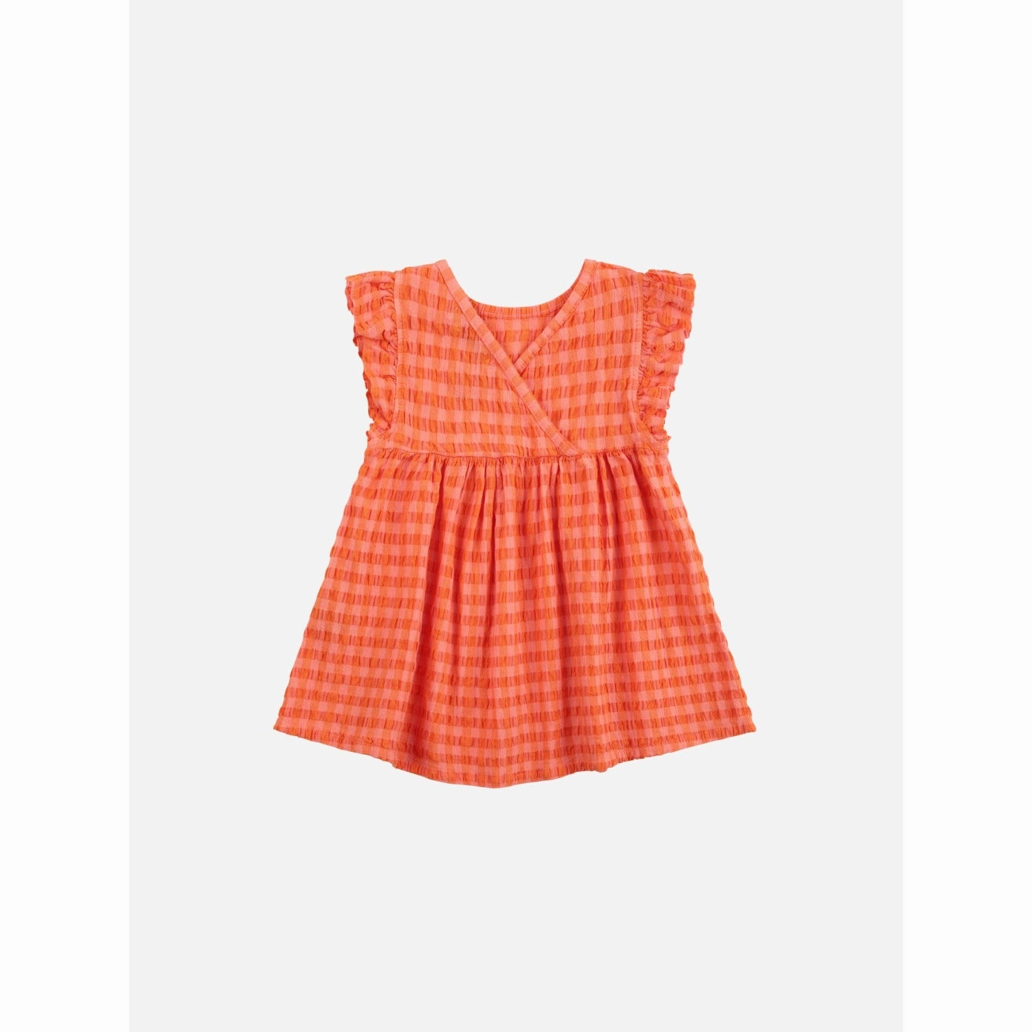 Olive Tone Neat Finish Bobo Choses Coral Pink Vichy Woven Dress