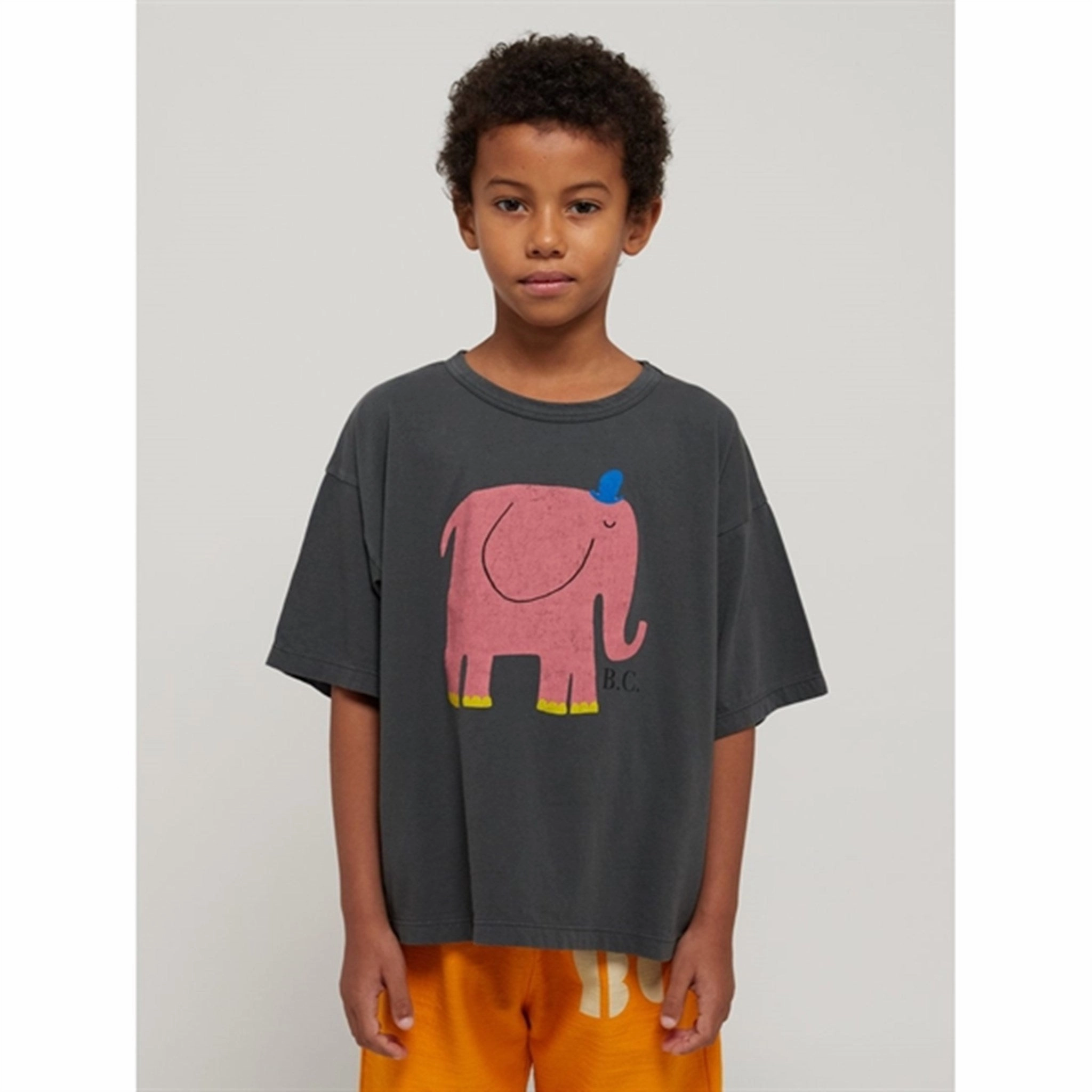 Bobo Choses Dark Grey The Elephant T-Shirt Durable Collar Construction