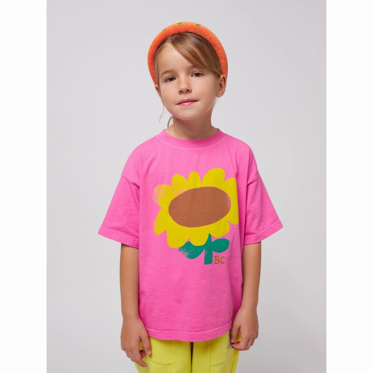 Short sleeved breeziness Sporty Appeal Bobo Choses Fuchsia Sunflower T-Shirt