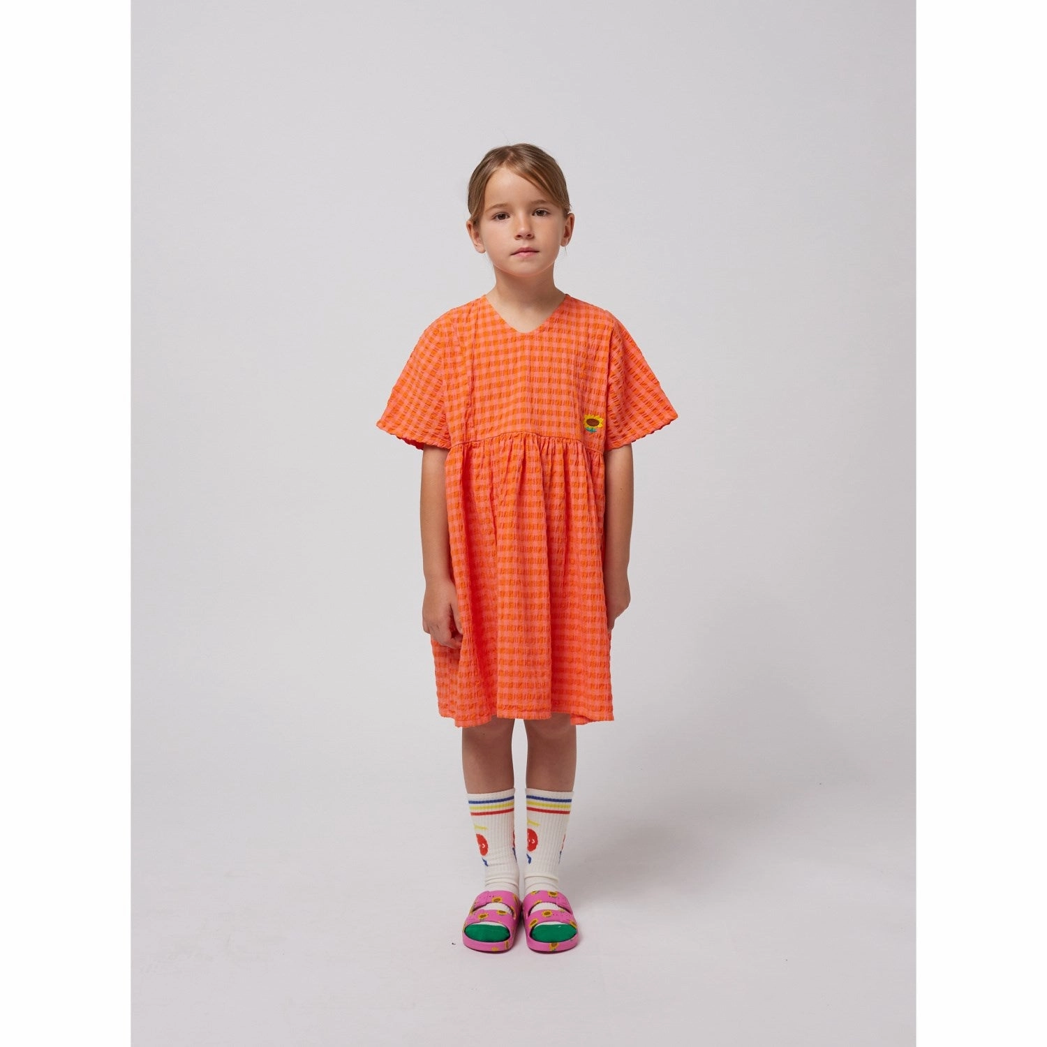Sleek Draping Bobo Choses Fuchsia Vichy Woven Dress
