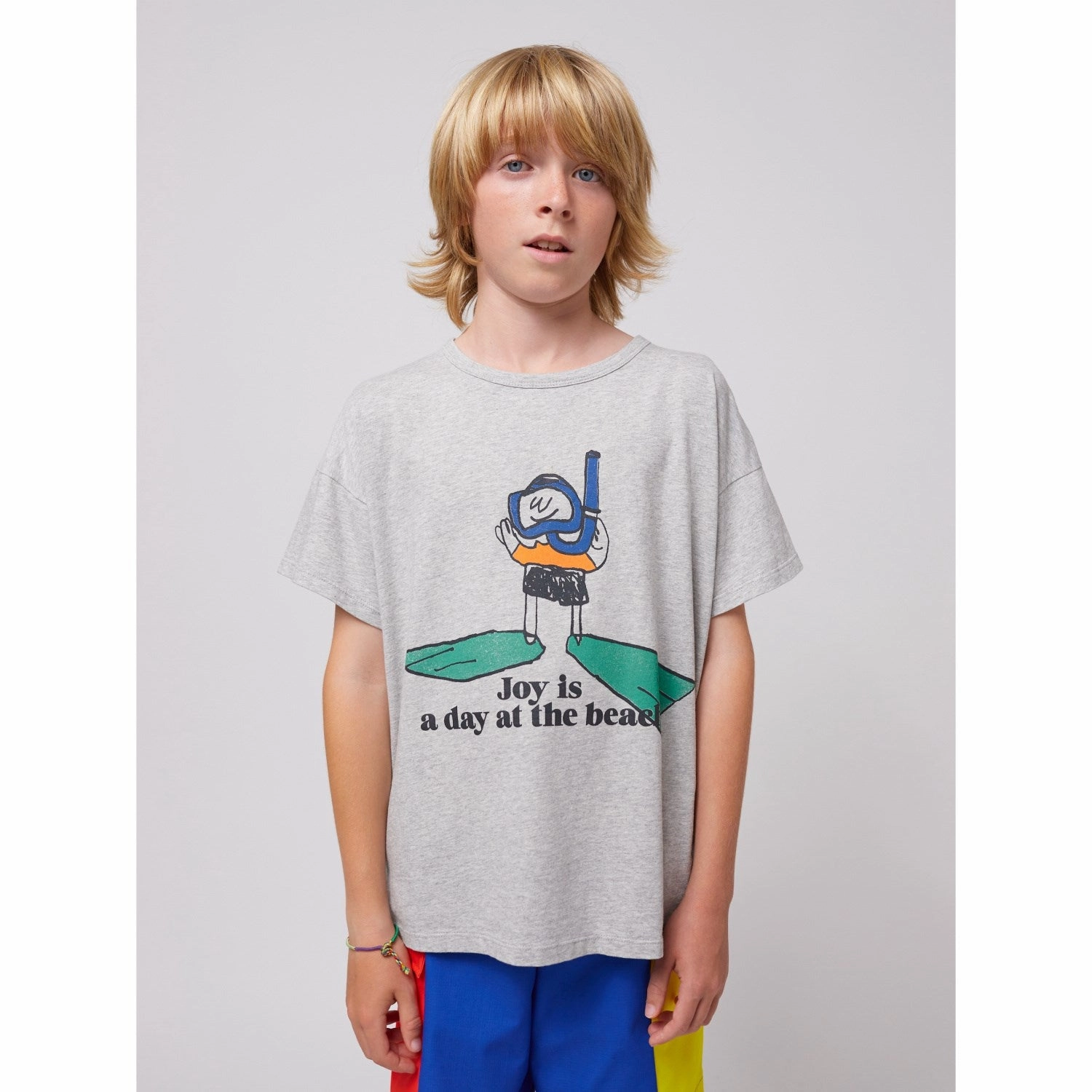 Bobo Choses Heather Grey A Day At The Beach T-Shirt AdvancedMoistureManagement Quality Fabric