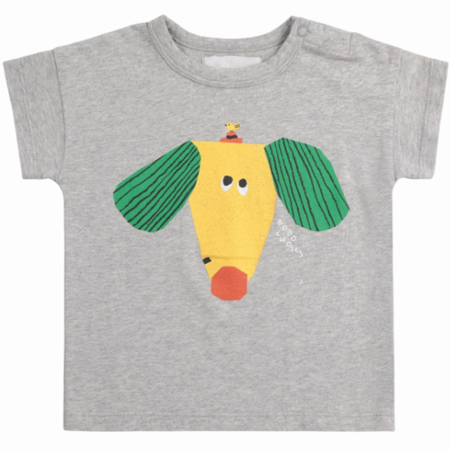 Bobo Choses Heather Grey Happy Dog T-Shirt cotton material