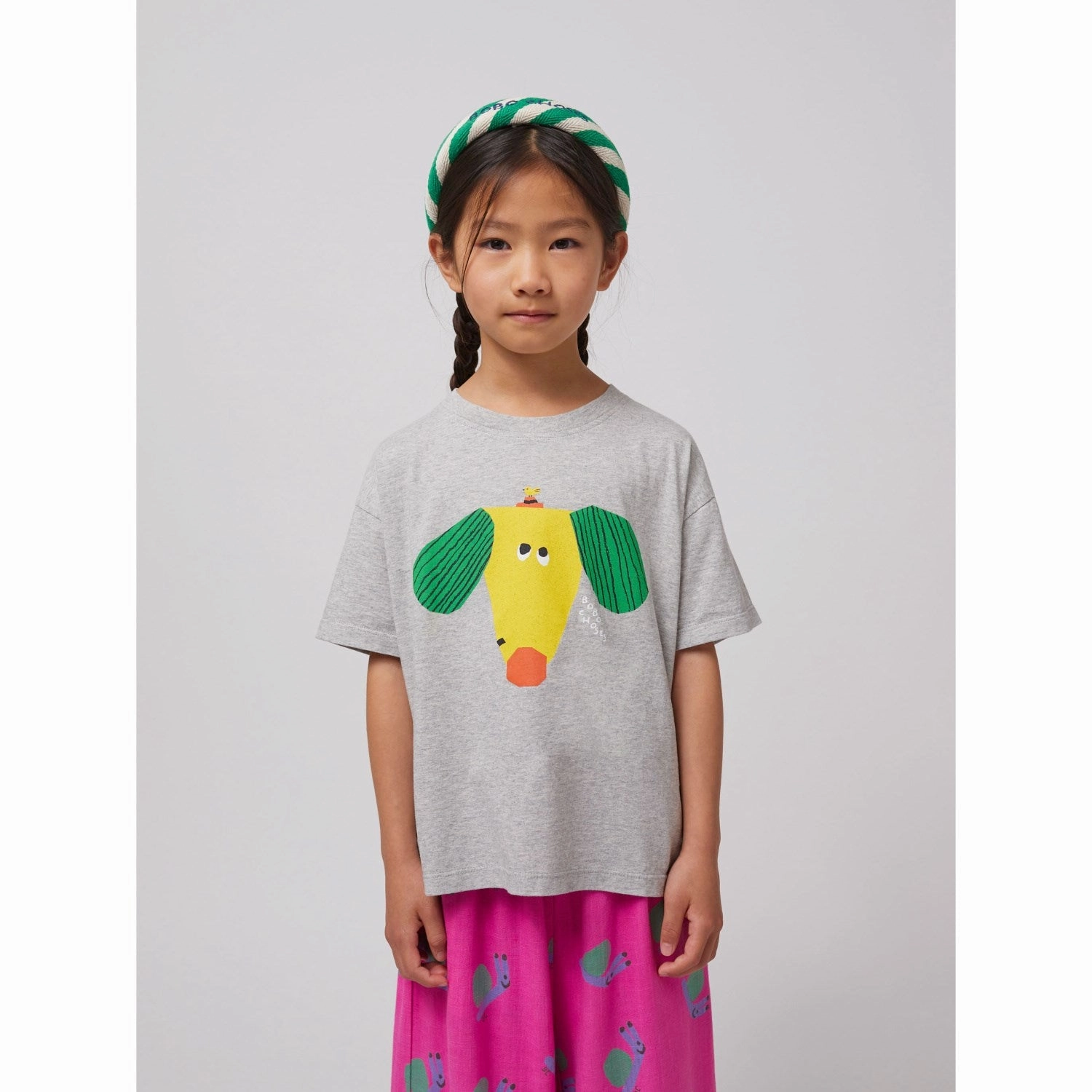 Bobo Choses Heather Grey Happy Dog T-Shirt easygoing look Playful Design