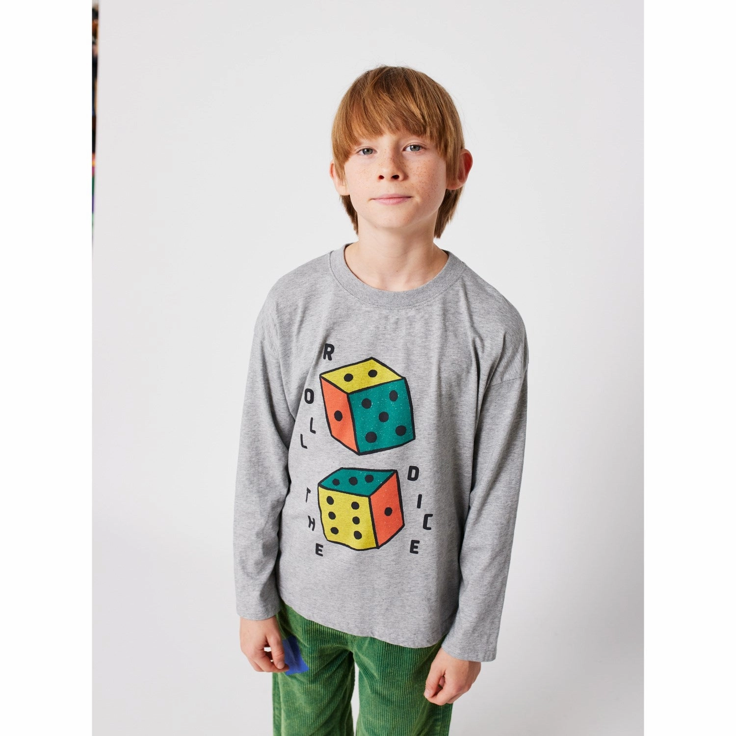 Double Stitched Hems Effortless Style Bobo Choses Heather Grey Roll The Dice T-Shirt