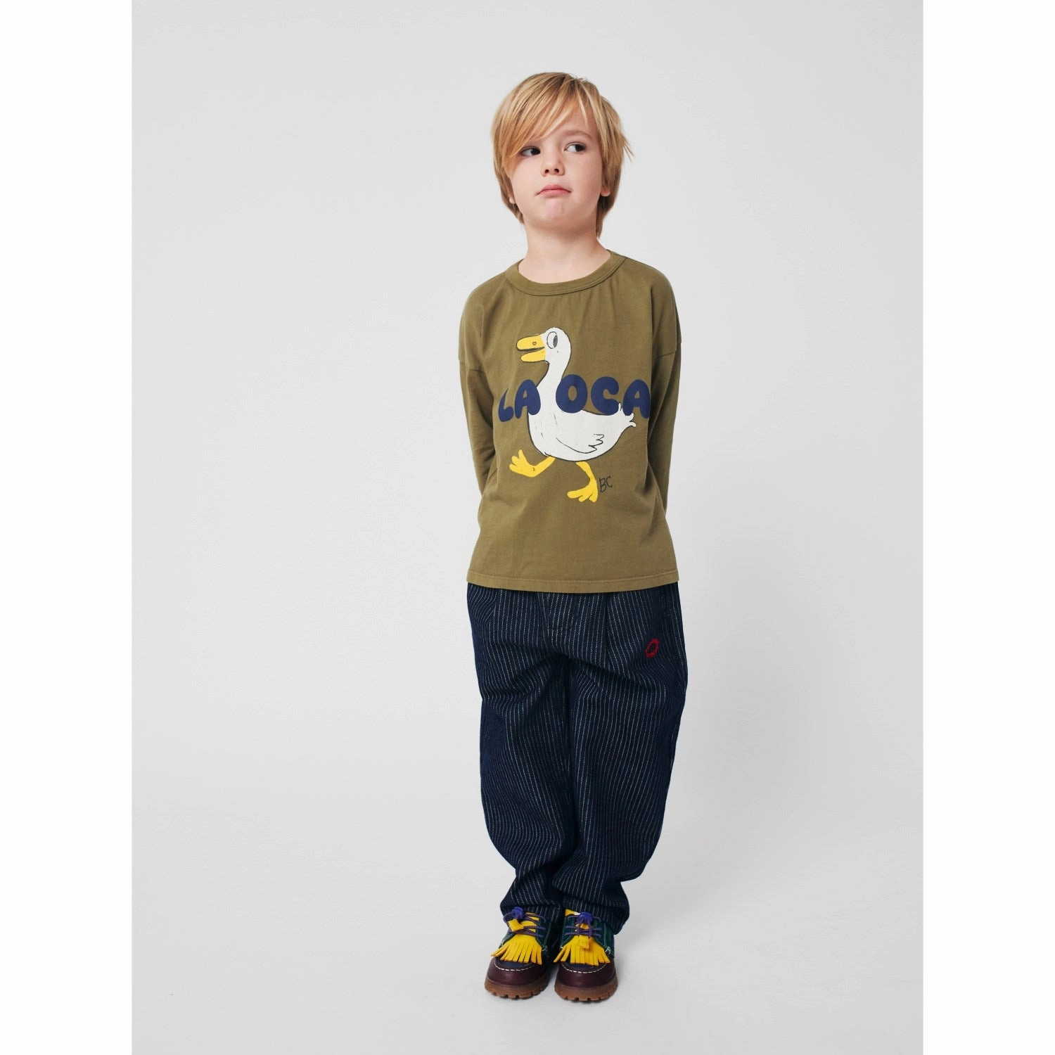 Layered Sleeve Cuffs Bobo Choses Khaki La Oca T-Shirt