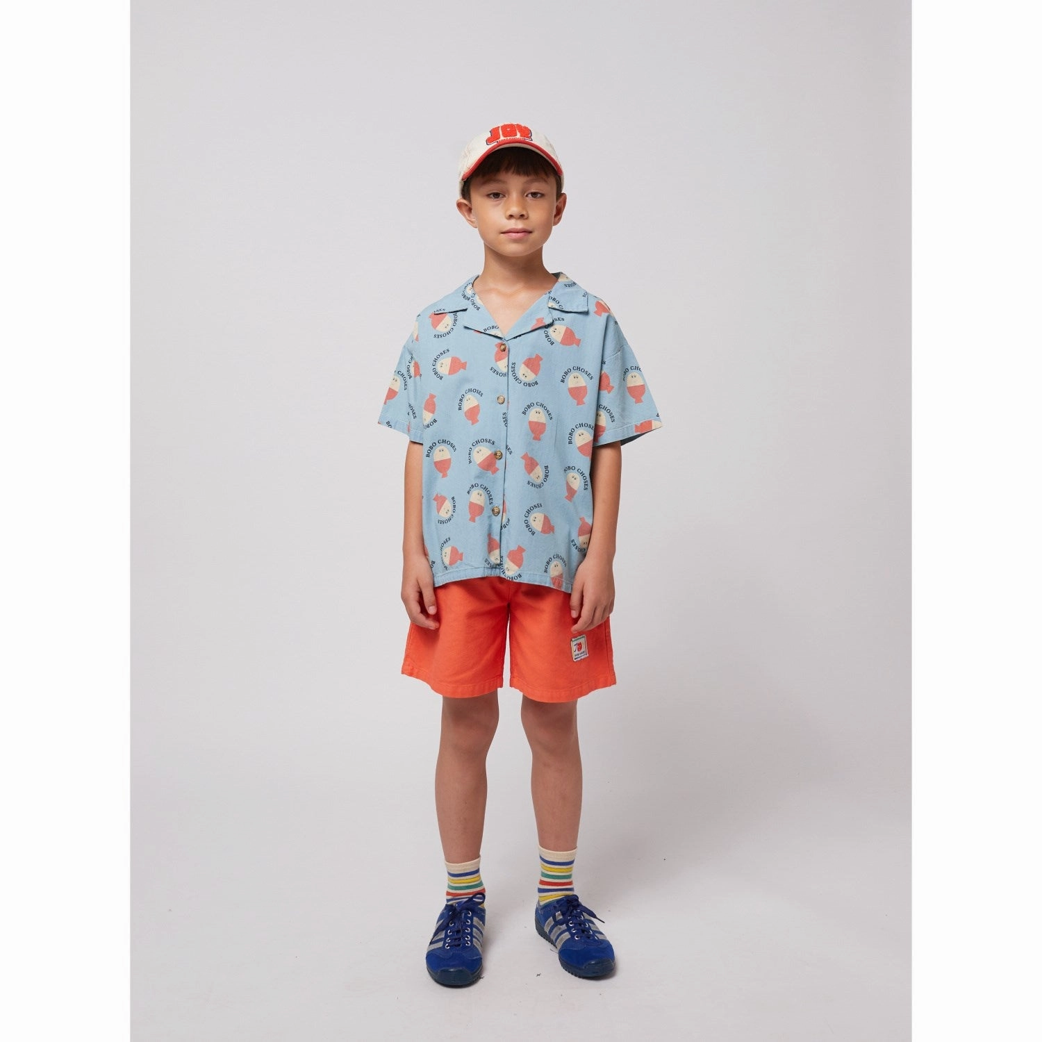 Bobo Choses Light Blue Morning Egg All Over Light Denim Shirt Street Style Winter Layering