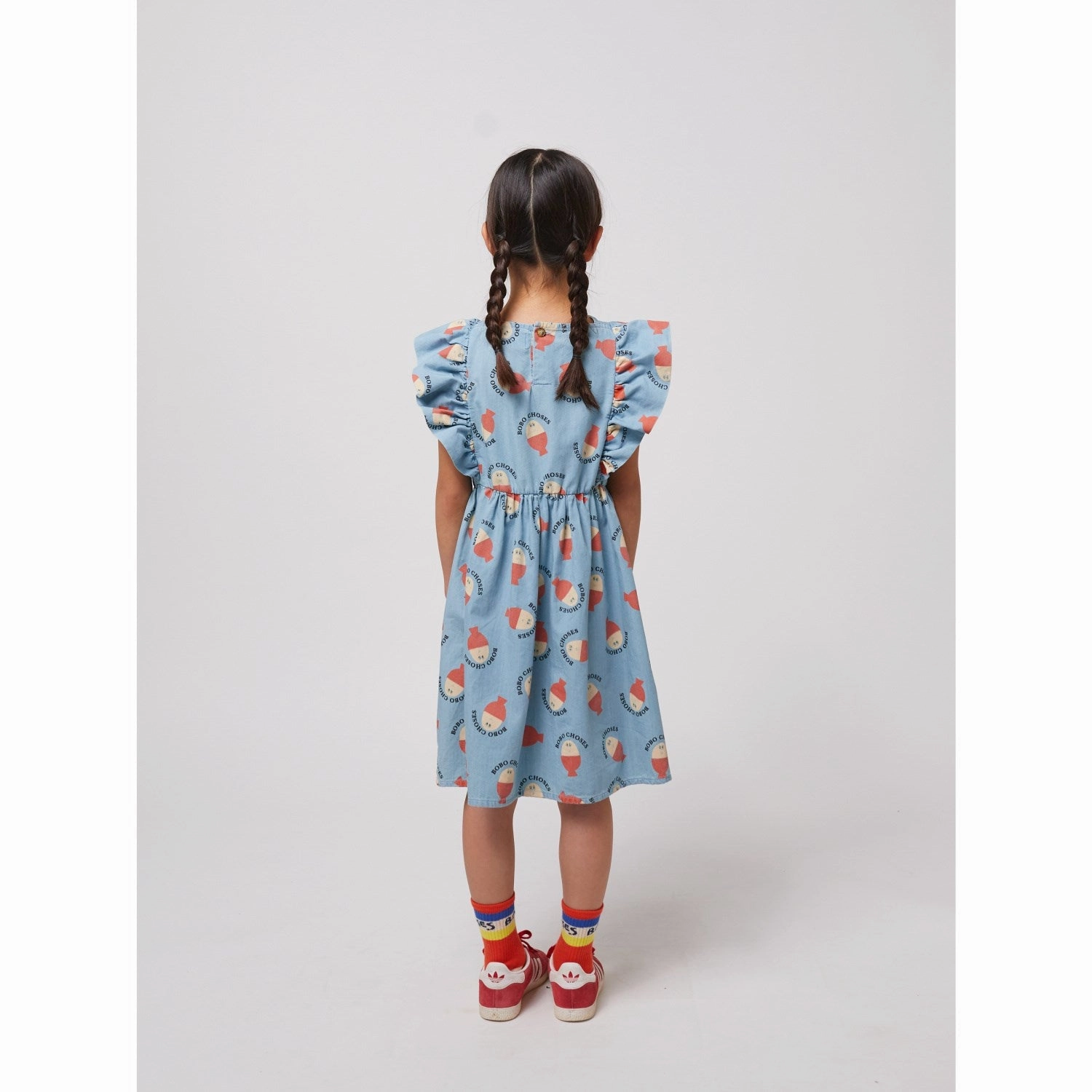 Bobo Choses Light Blue Morning Egg All Over Ruffle Dress Smile Glow Lounge Vibes