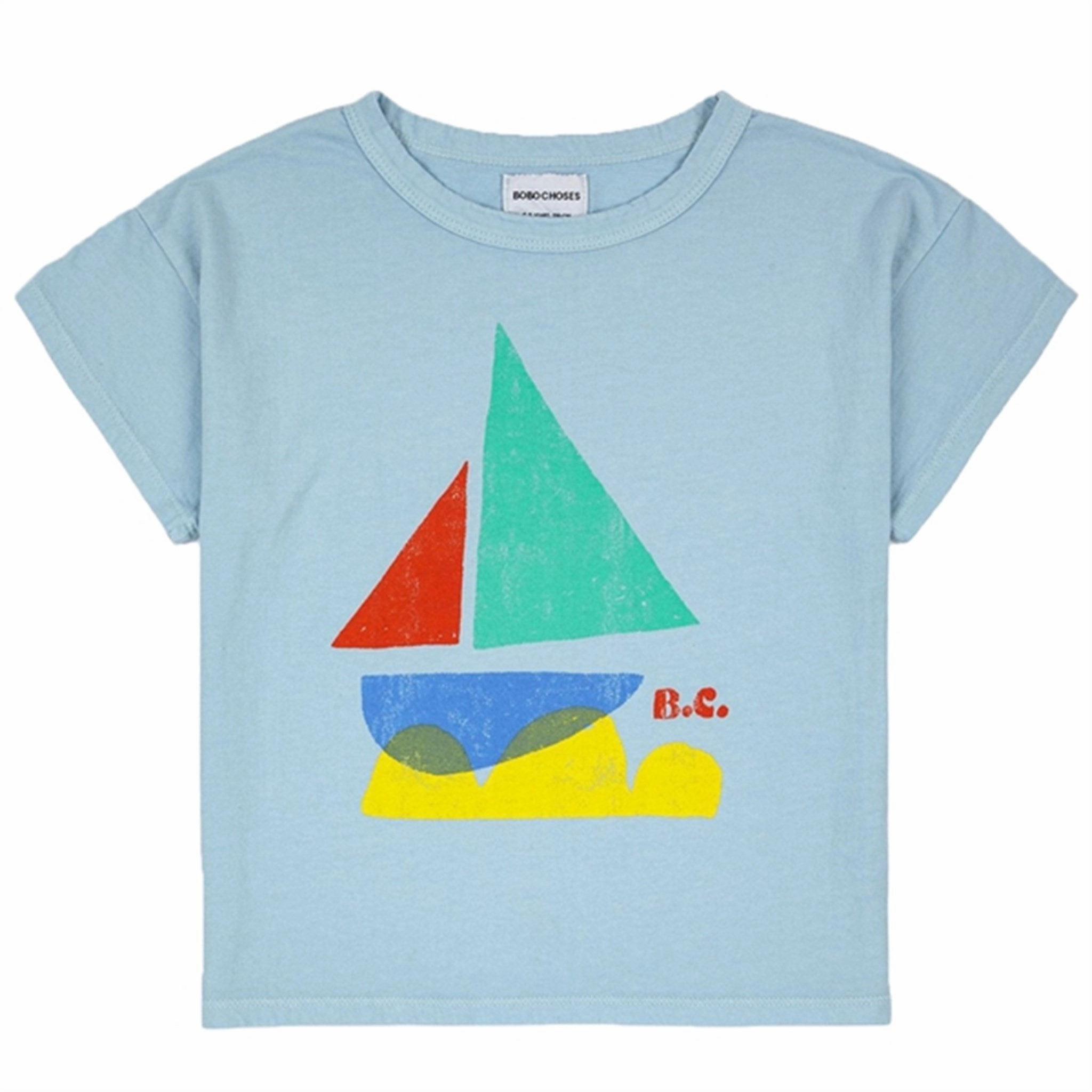 Vintage authenticity Bobo Choses Light Blue Multicolor Sail Boat T-Shirt