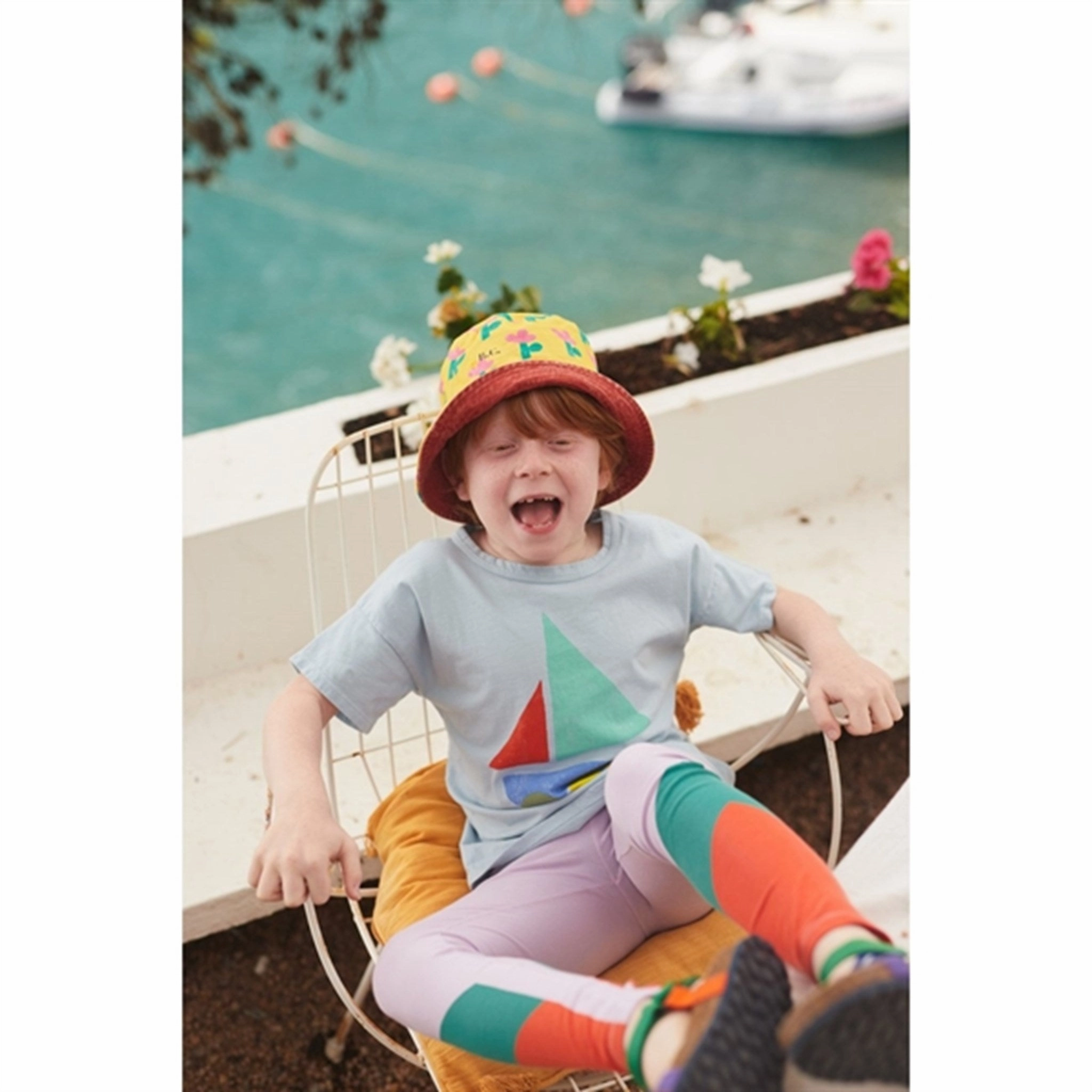 Christmas Wrinkle Resistant Cloth Bobo Choses Light Blue Multicolor Sail Boat T-Shirt