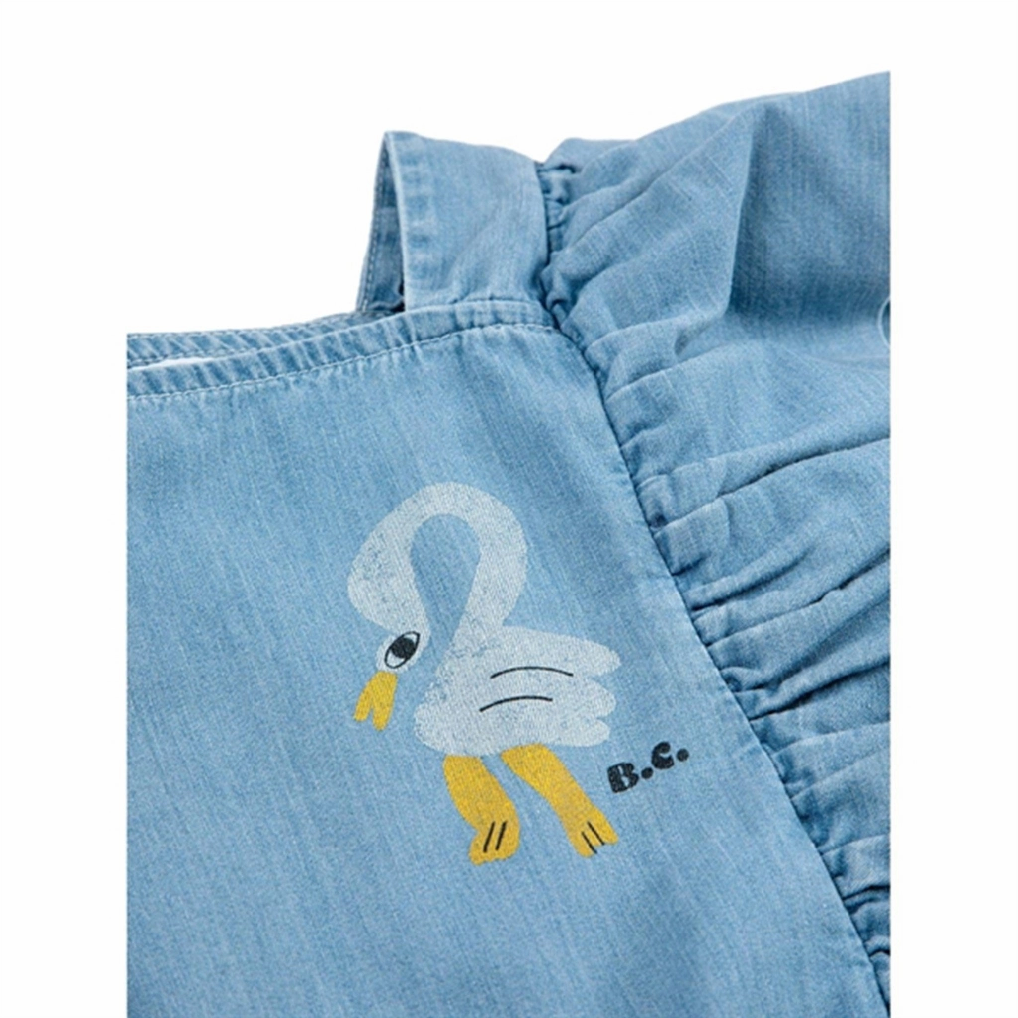 Bobo Choses Light Blue Pelican Denim Ruffle Dress Bohemian style