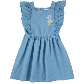 Bobo Choses Light Blue Pelican Denim Ruffle Dress Evening Motion