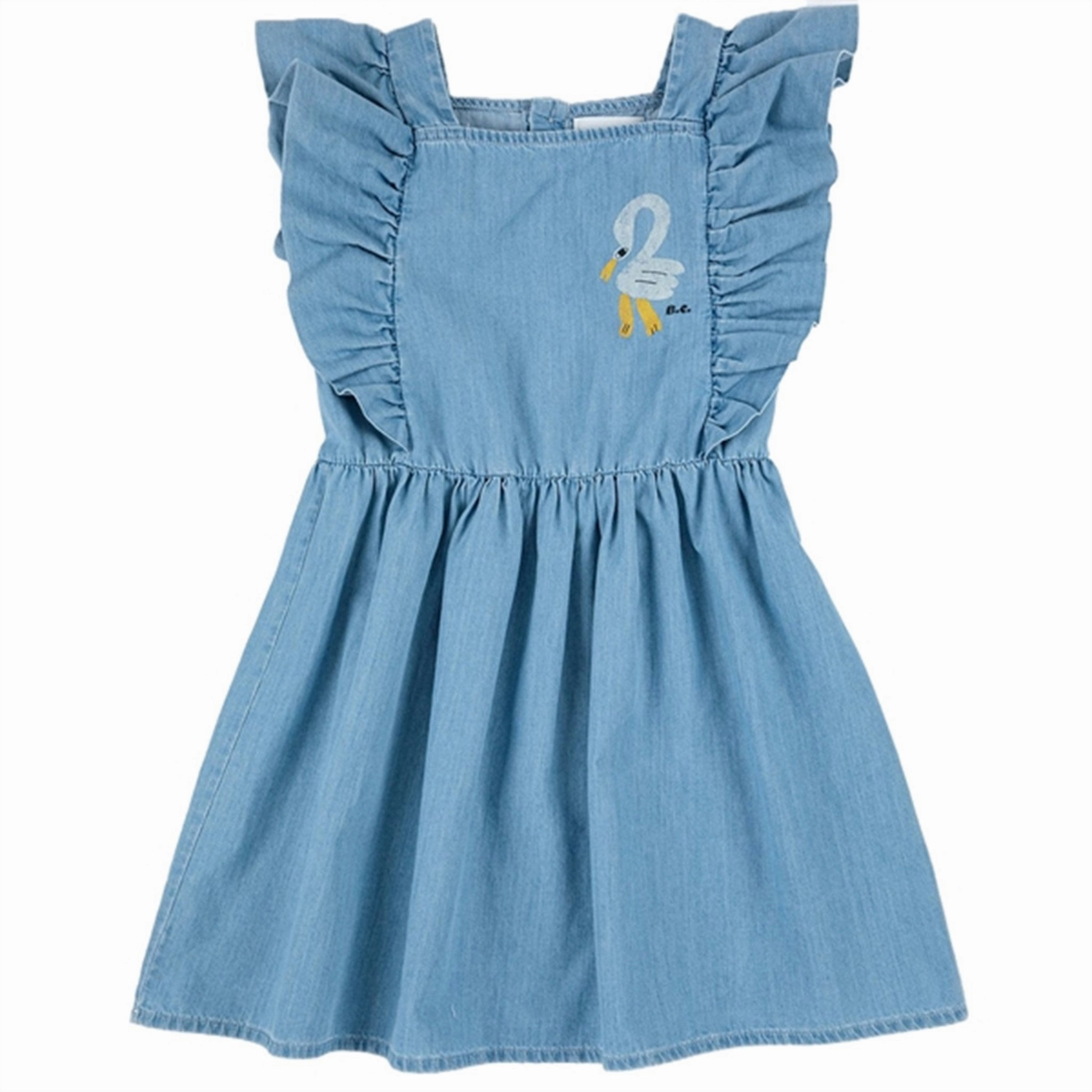 Bobo Choses Light Blue Pelican Denim Ruffle Dress Evening Motion