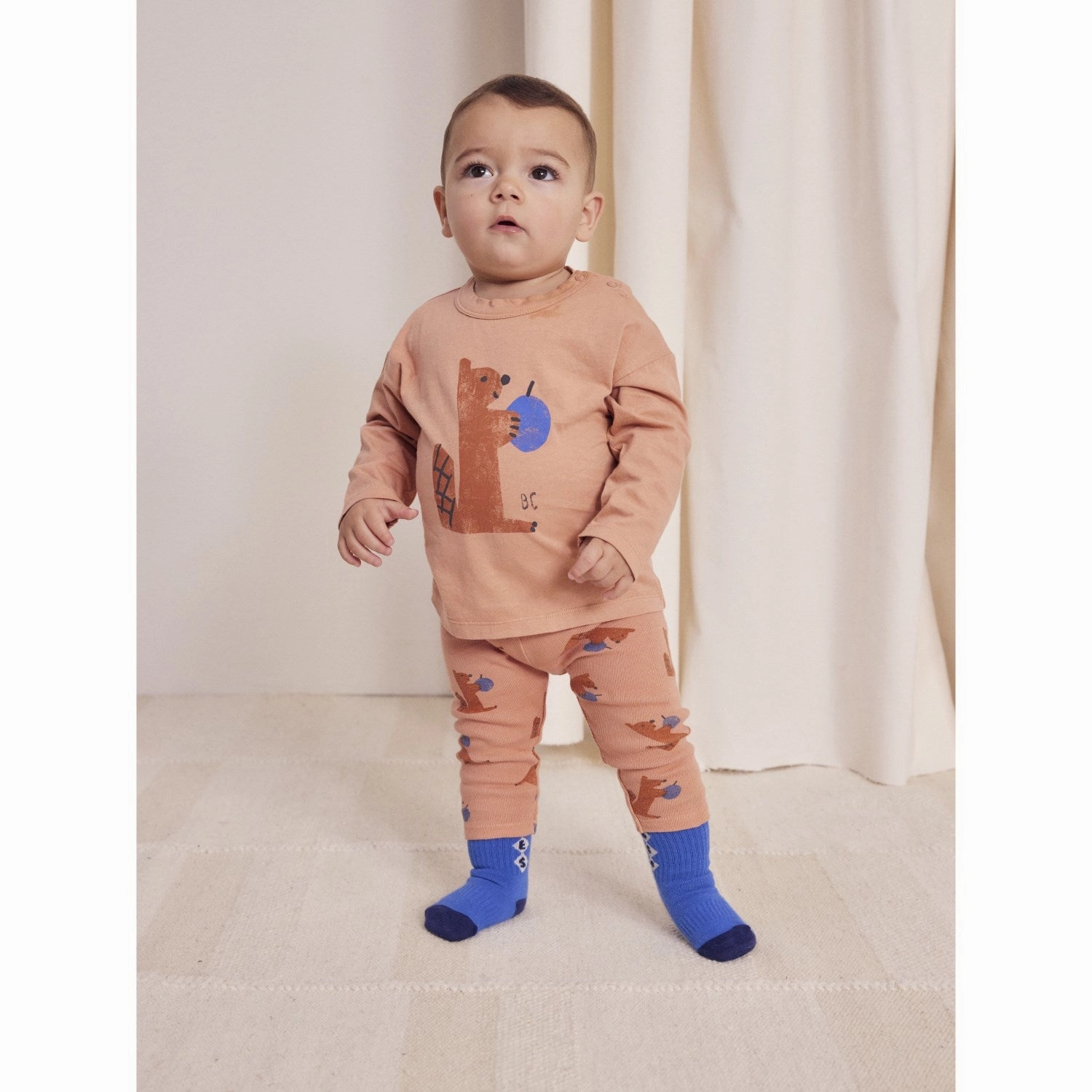 Bobo Choses Light Brown Hungry Squirrel T-Shirt Bold Statement Fitted Cut