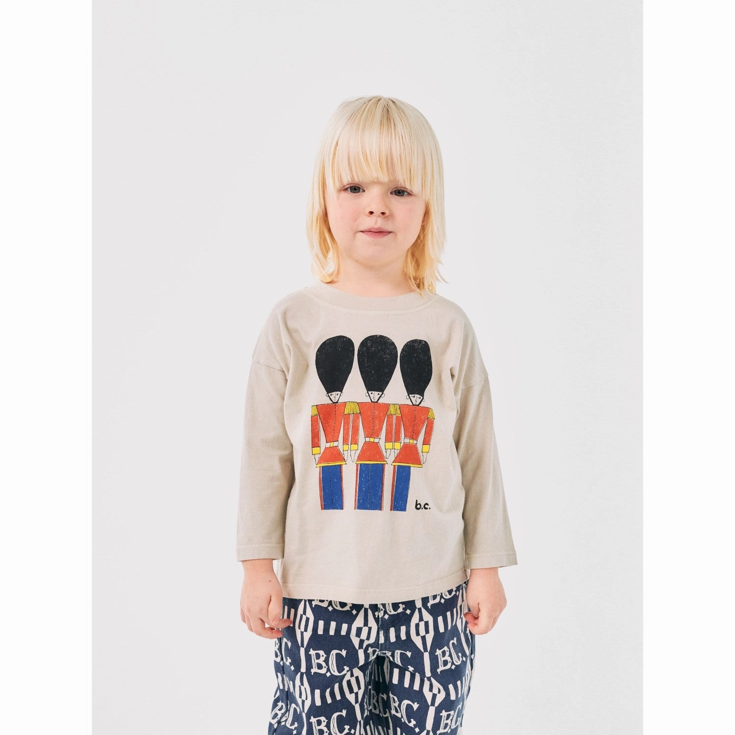 Anti Pilling Treatment Matte Finish Bobo Choses Light Brown Little Tin Soldiers LS T-Shirt