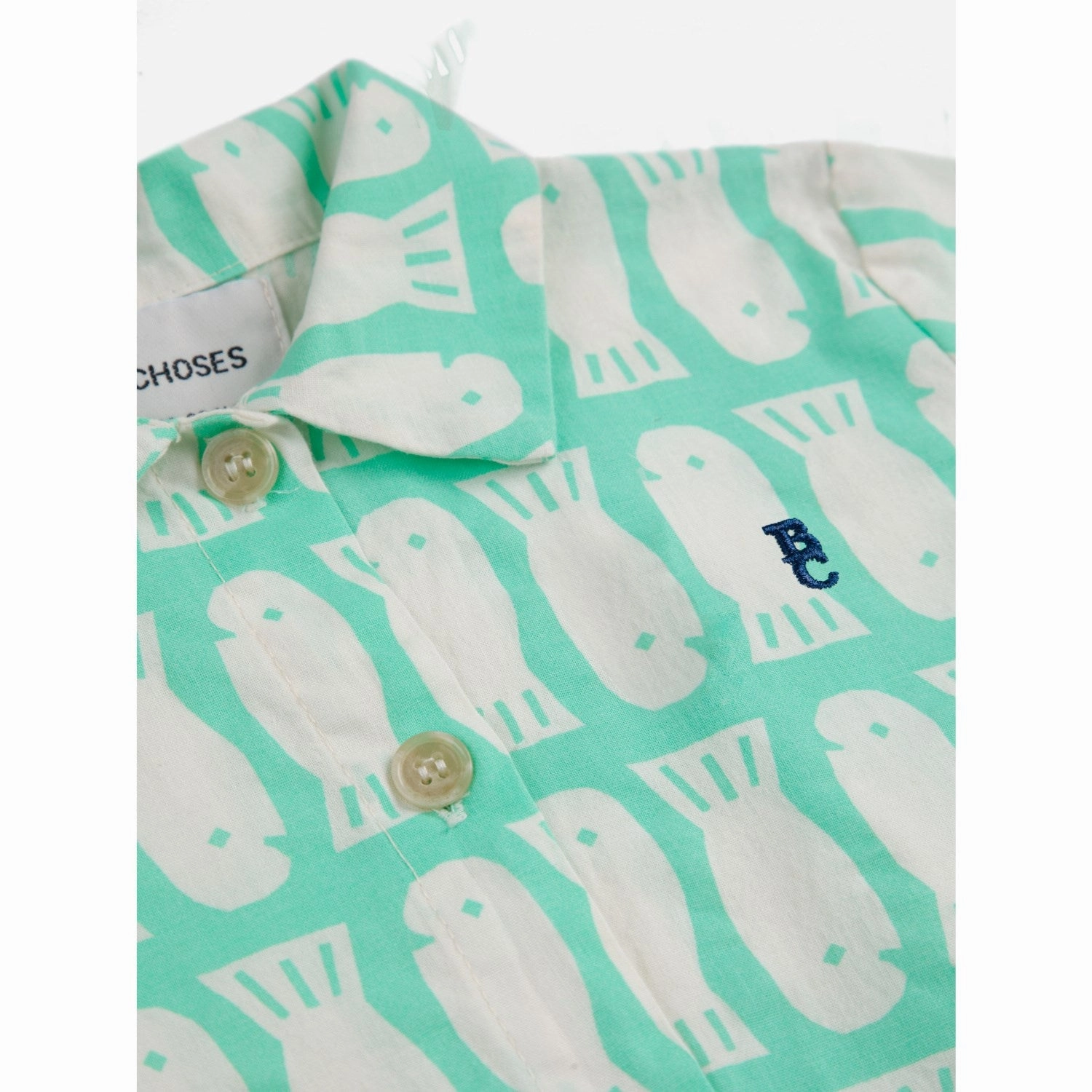 Weekend Style Bobo Choses Light Green Lucky Fish All Over Woven Shirt