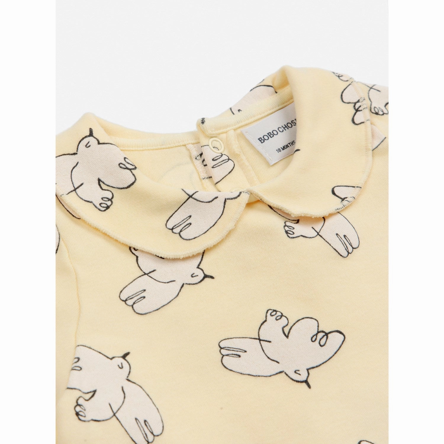 Bobo Choses Light Yellow Freedom Bird All Over Collar Shirt elegant design Wrinkle Resistant Finish