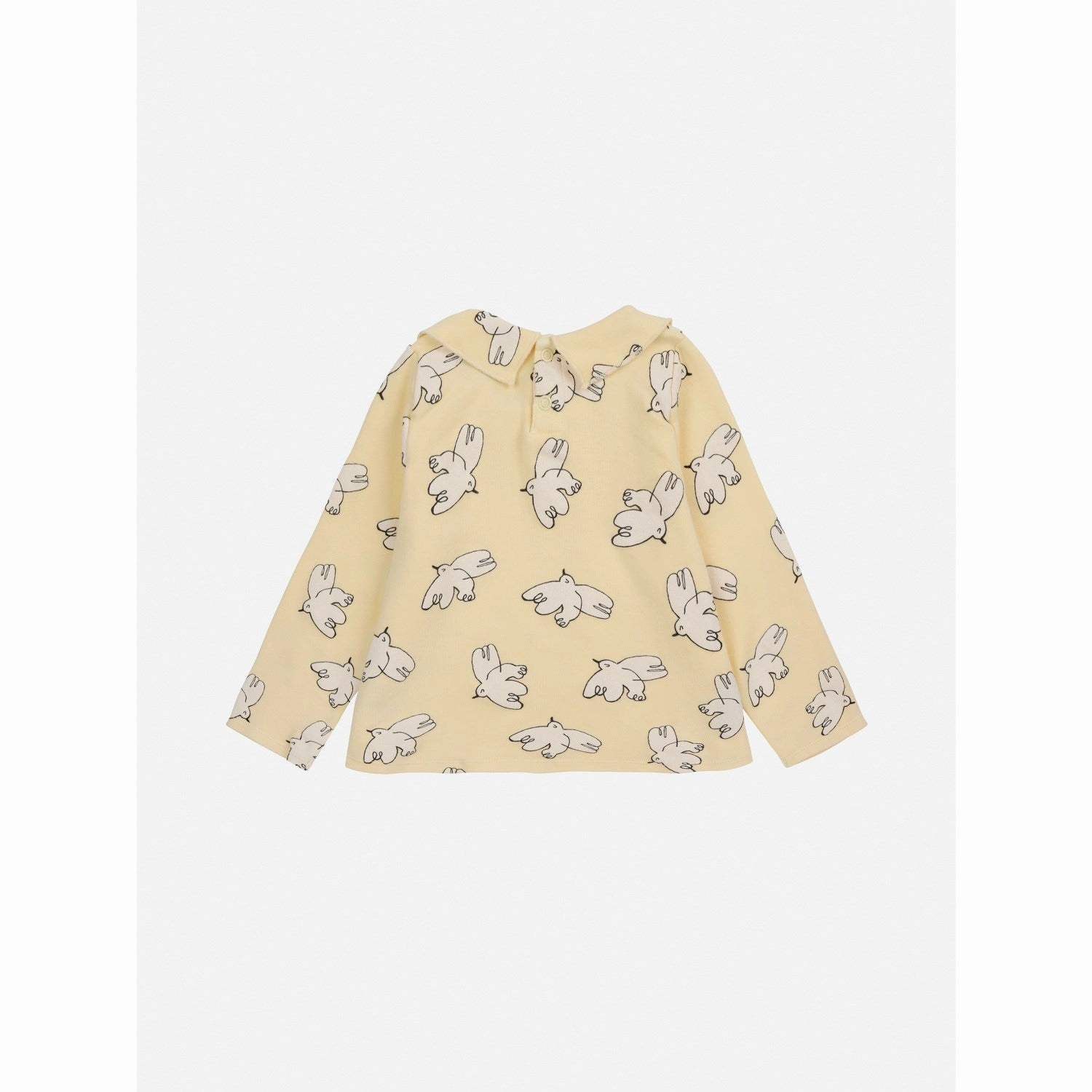 Lightweight texture Bobo Choses Light Yellow Freedom Bird All Over Collar Shirt