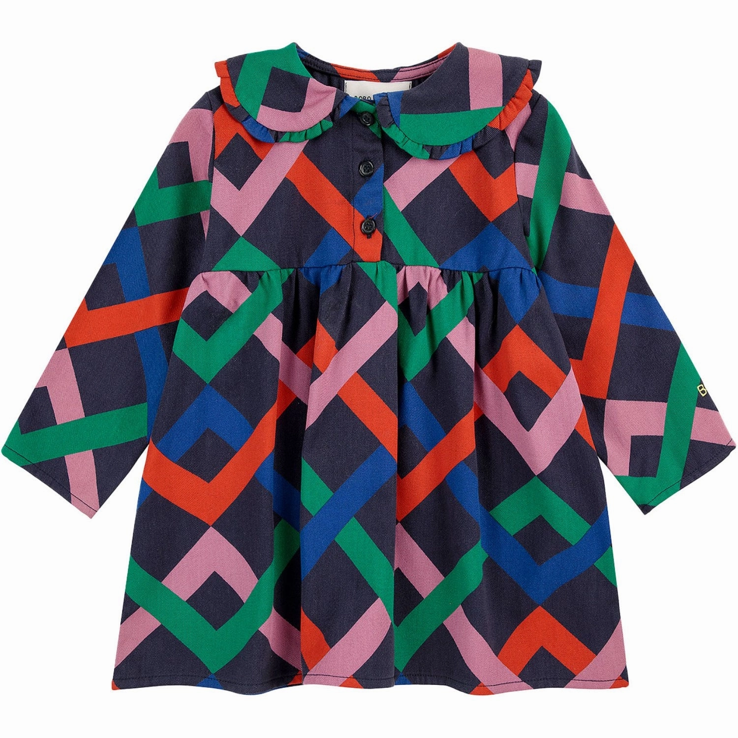 Practical work-to-play piece Bobo Choses Midnight Blue Multicolor Garland Woven Dress