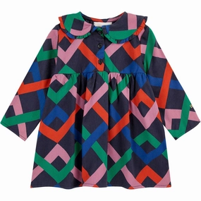 Practical work-to-play piece Bobo Choses Midnight Blue Multicolor Garland Woven Dress