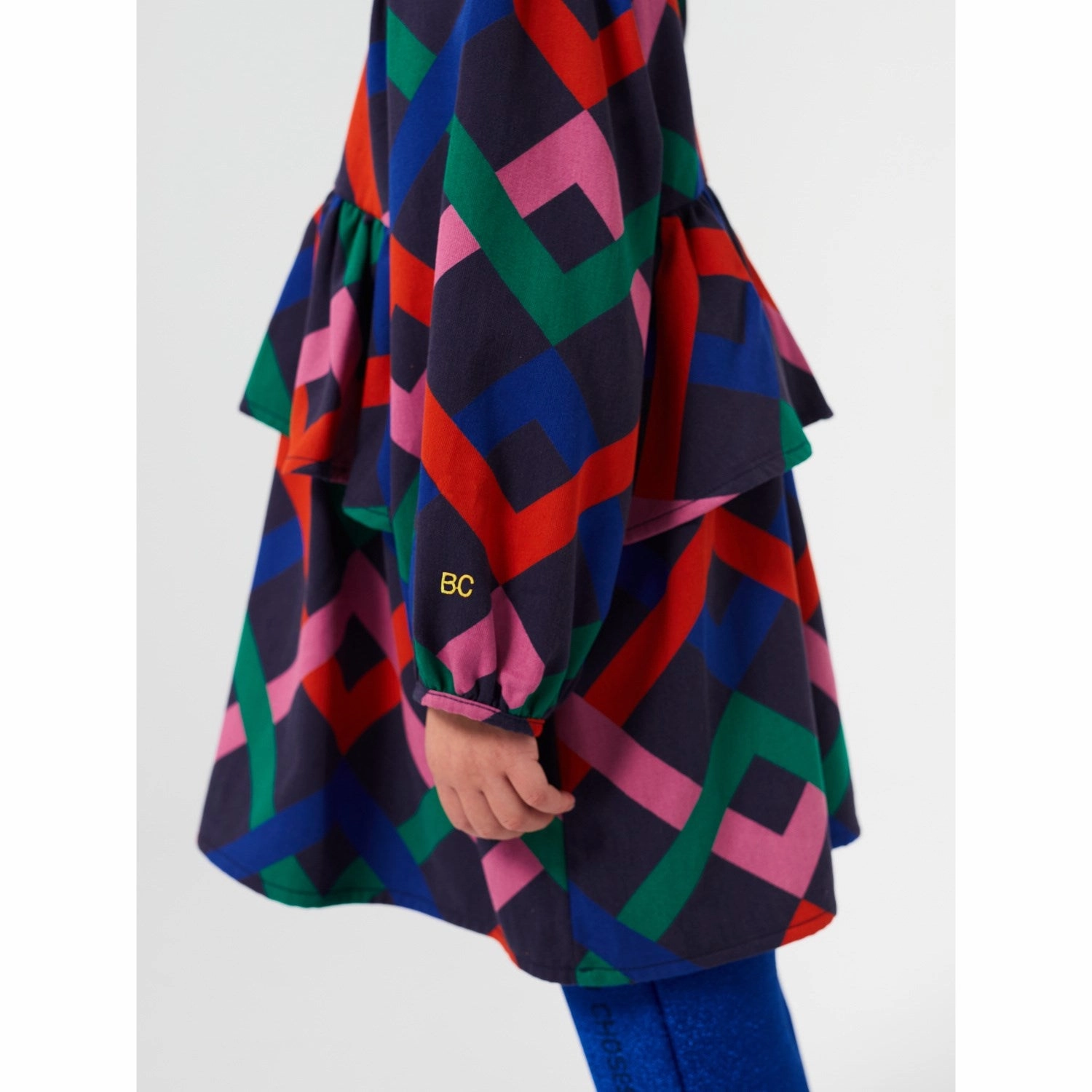 Bobo Choses Midnight Blue Multicolor Garland Woven Dress Flattering Fit Calm Lines