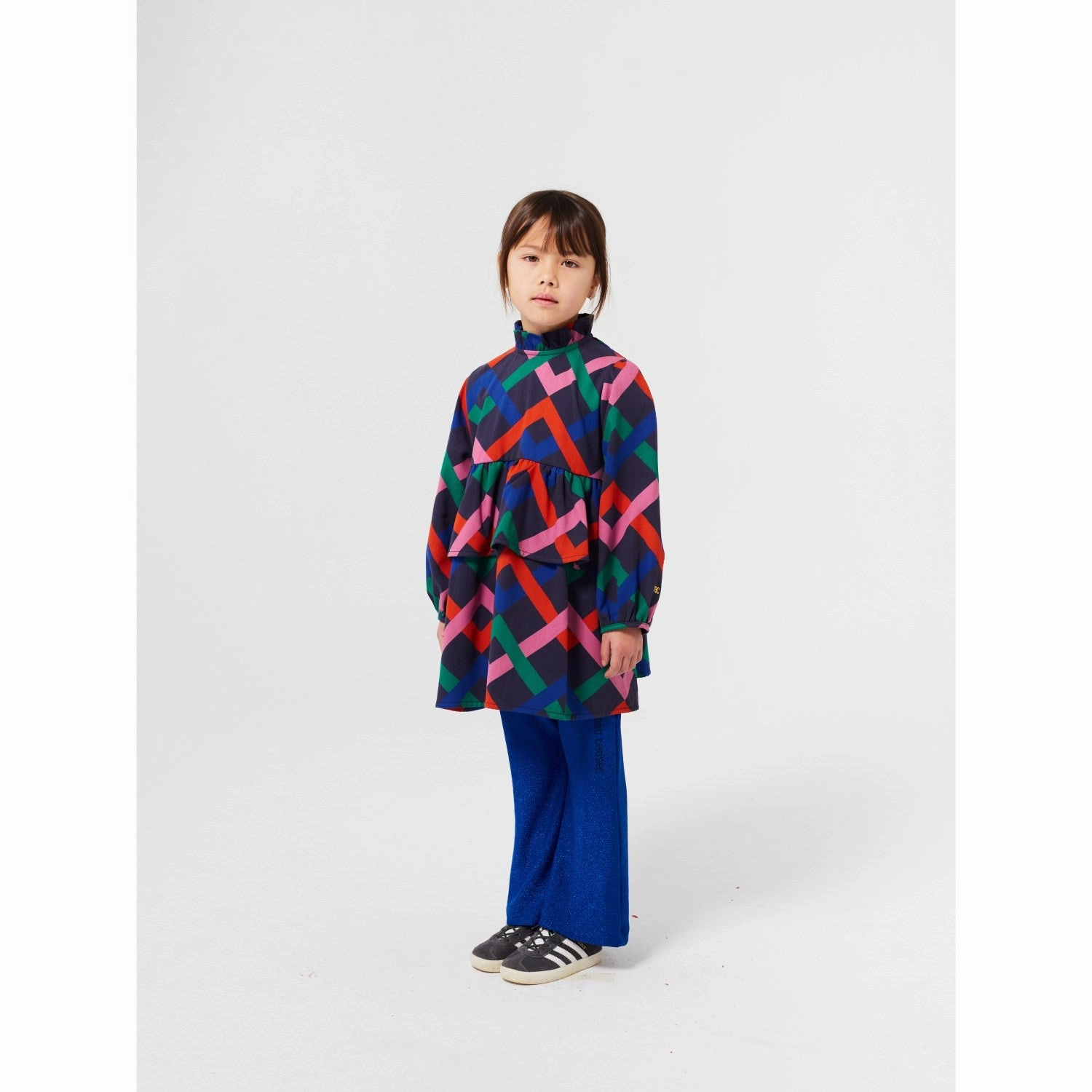 Bobo Choses Midnight Blue Multicolor Garland Woven Dress Versatile Style Warm Season