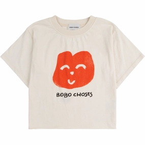 Stylish Essential Bobo Choses Offwhite Joyful Face T-Shirt