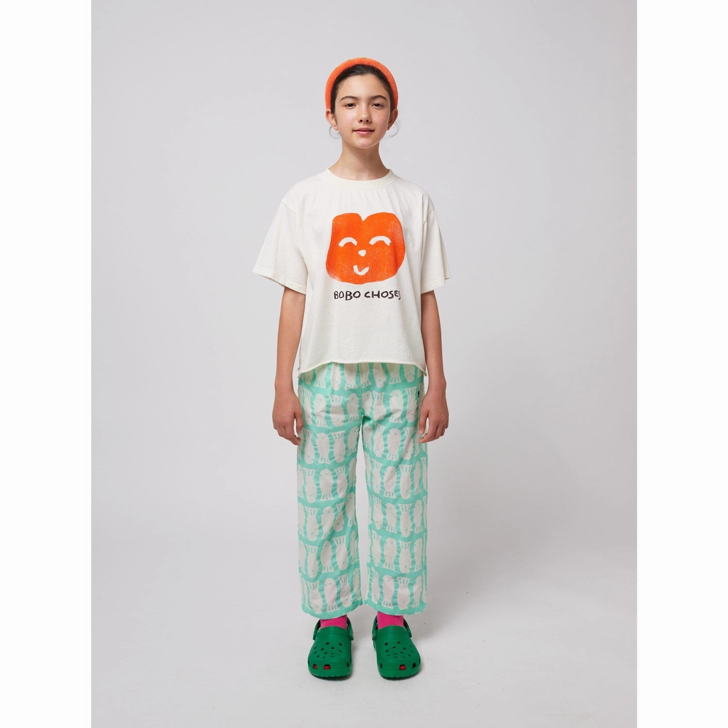 Bobo Choses Offwhite Joyful Face T-Shirt Travel Wear Micro Perforation