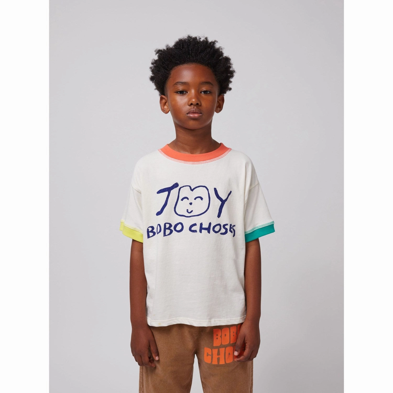 Comfort Wearable Natural Fiber Blend Bobo Choses Offwhite Smiling T-Shirt