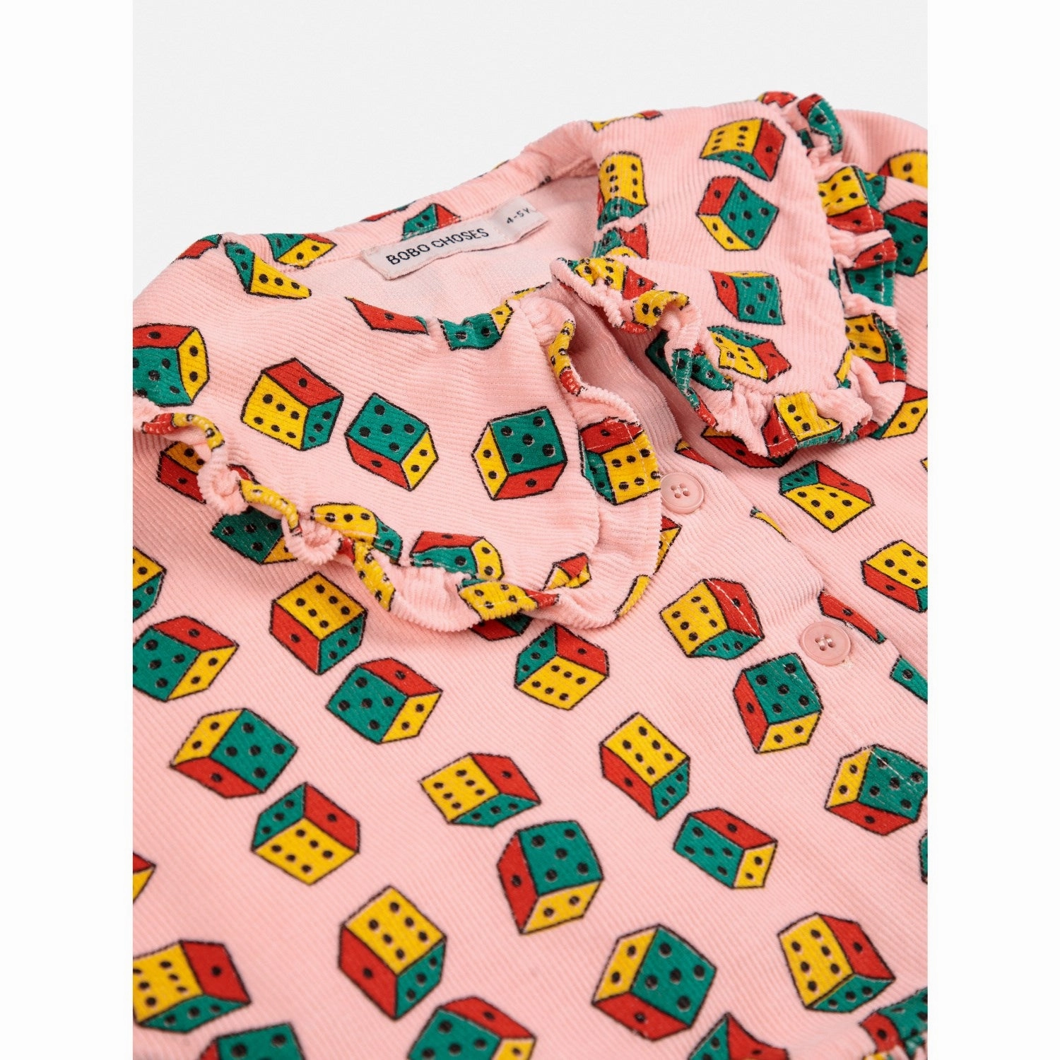 Polished Style Playful-Detail Bobo Choses Pink Dices All Over Micro Corduroy Dress