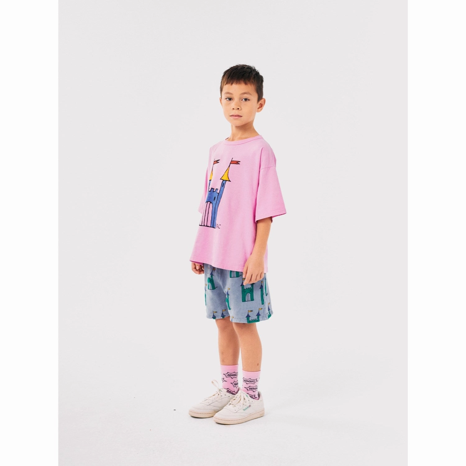 Affordable Fashion Flexible Fit Bobo Choses Pink Faraway Castle Short Sleeve T-Shirt