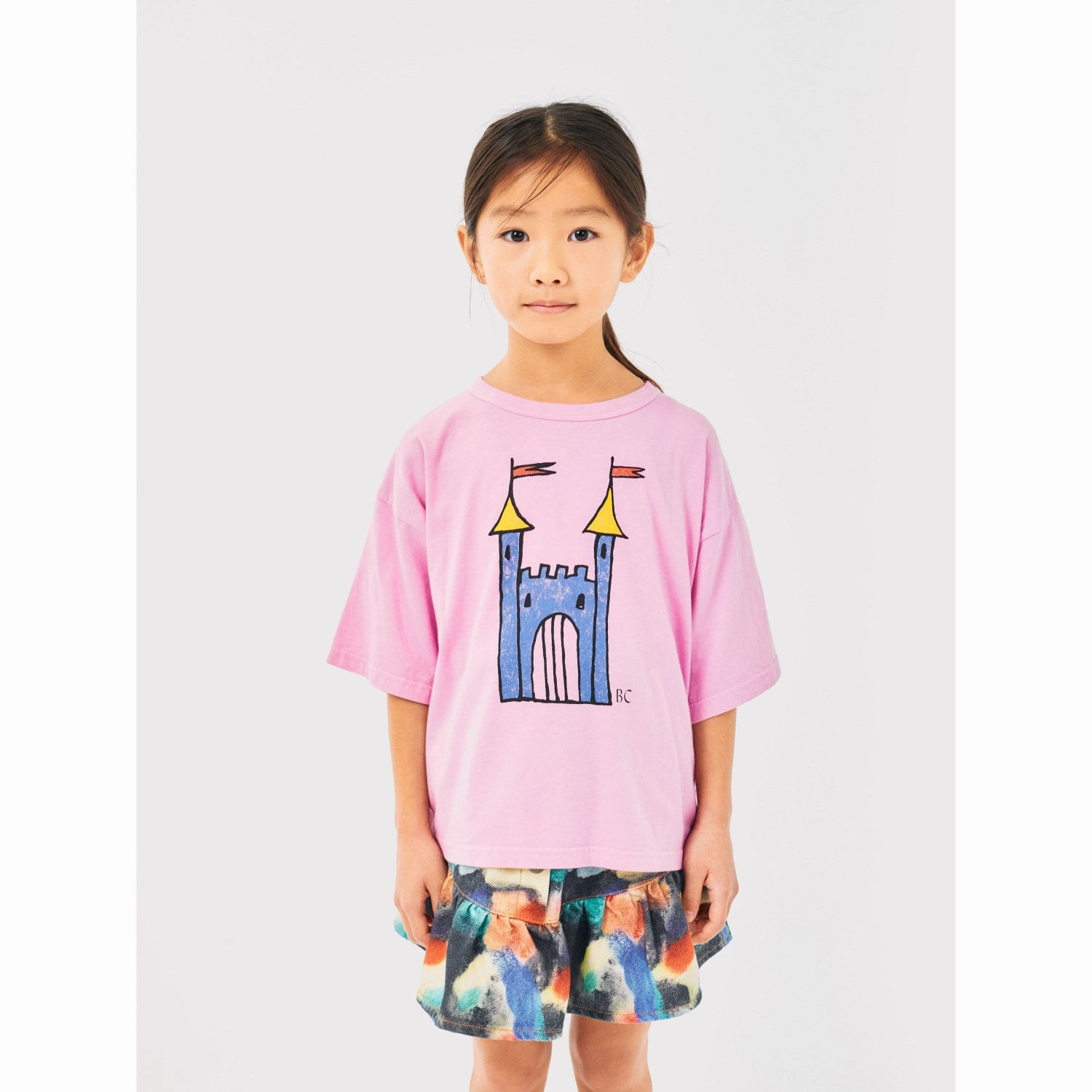 Weekend Smart Look Bobo Choses Pink Faraway Castle Short Sleeve T-Shirt