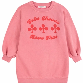 All Season Style Fashion Layer Bobo Choses Pink Have Fun Sweatshirt Dress