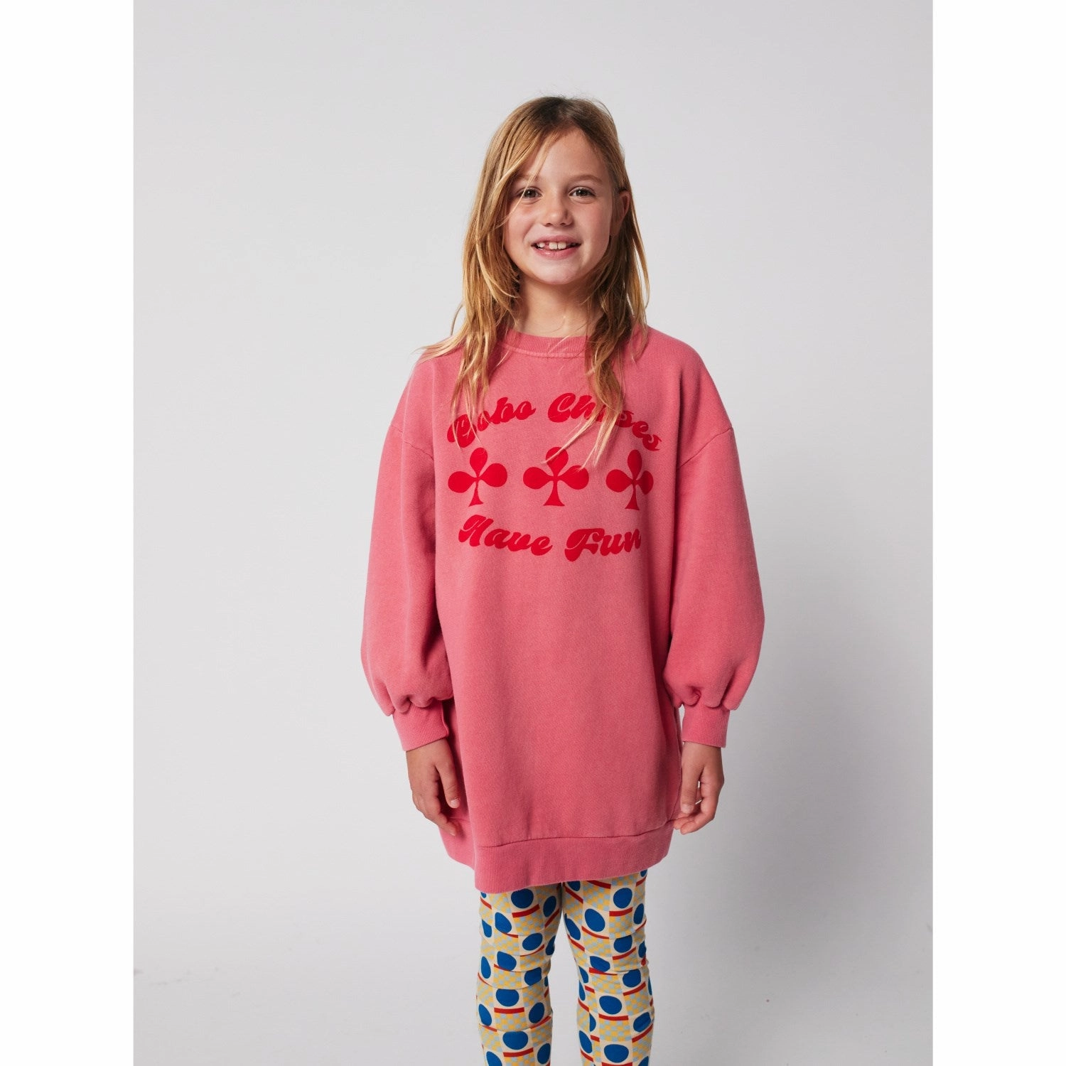 Bobo Choses Pink Have Fun Sweatshirt Dress Soft Fit Wear