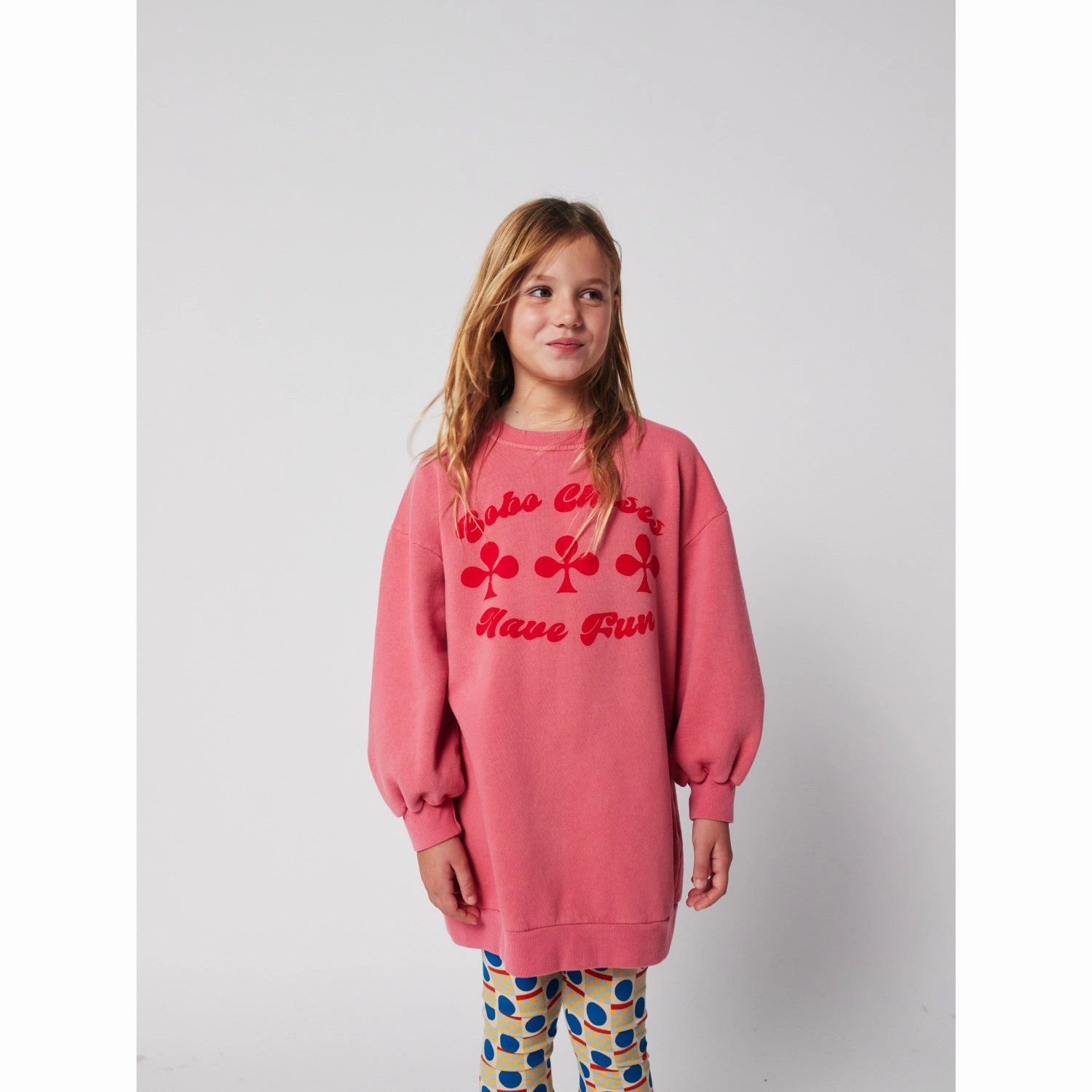 understated look Bobo Choses Pink Have Fun Sweatshirt Dress