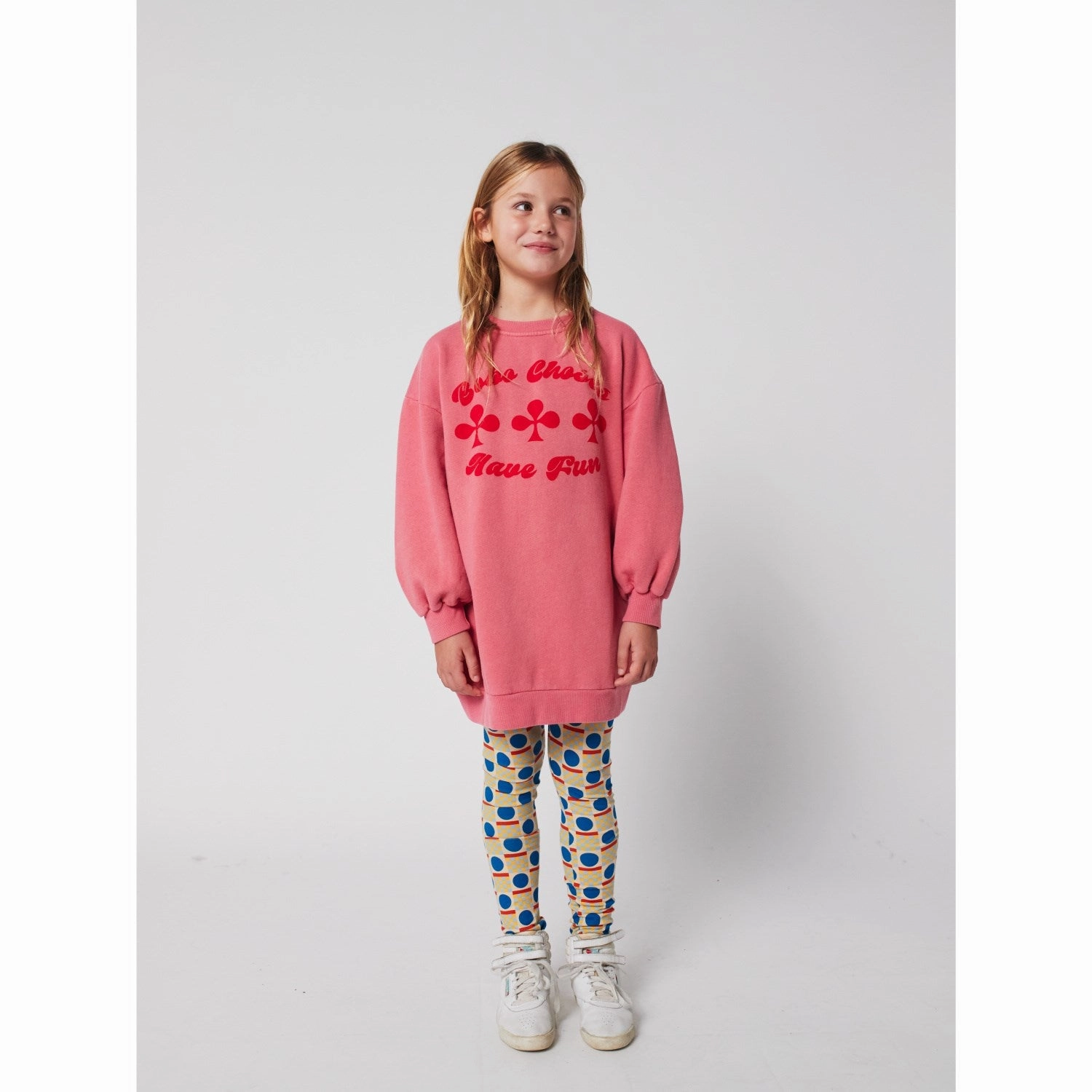 Bobo Choses Pink Have Fun Sweatshirt Dress Boho Tone Work-to-Play Wear