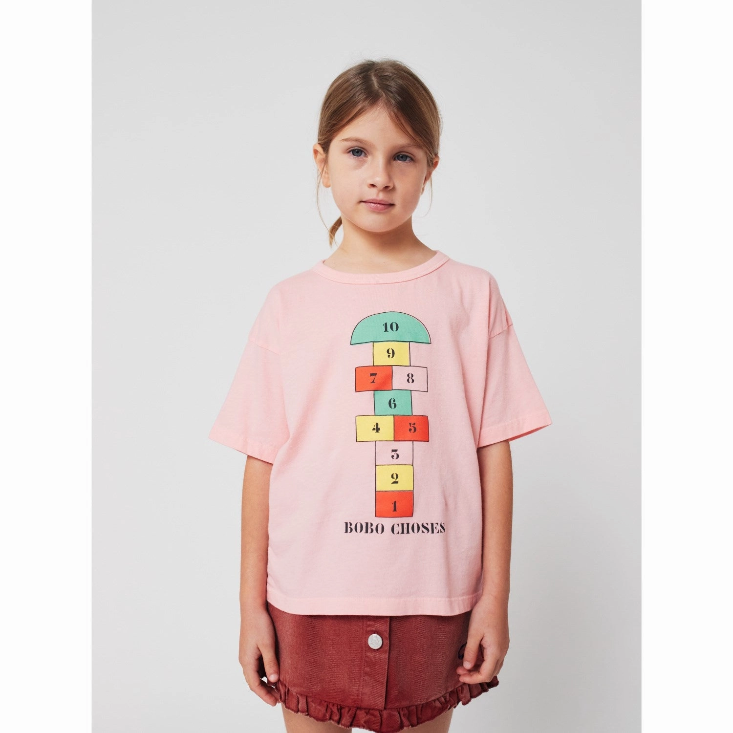 Friction Free Inner Lining Timeless Fashion Bobo Choses Pink Hopscotch T-Shirt