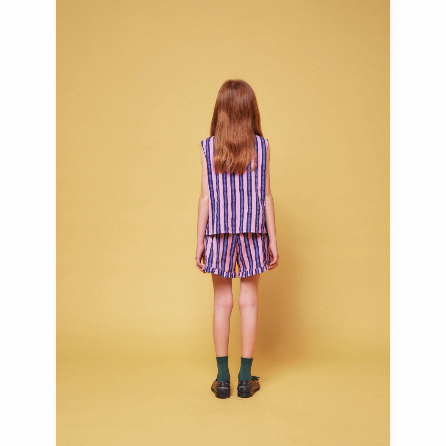 V-Neck Loose style Bobo Choses Pink Stripes All Over Sleevless Shirt