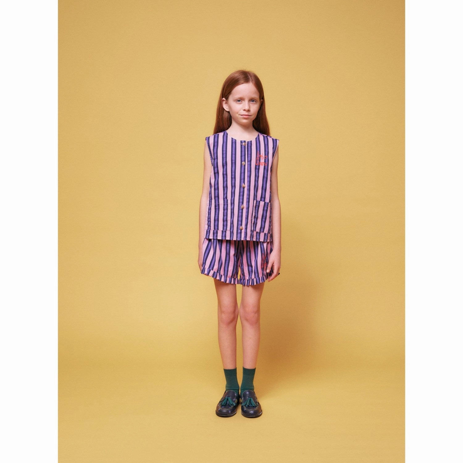 Bobo Choses Pink Stripes All Over Sleevless Shirt Edgy style