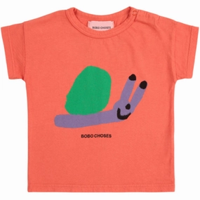 Smooth Finish SeamlessConstruction Bobo Choses Red Funny Snail T-Shirt
