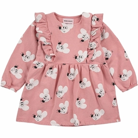 Bobo Choses Salmon Pink Mouse Dress AOP Chilly Weather Layer