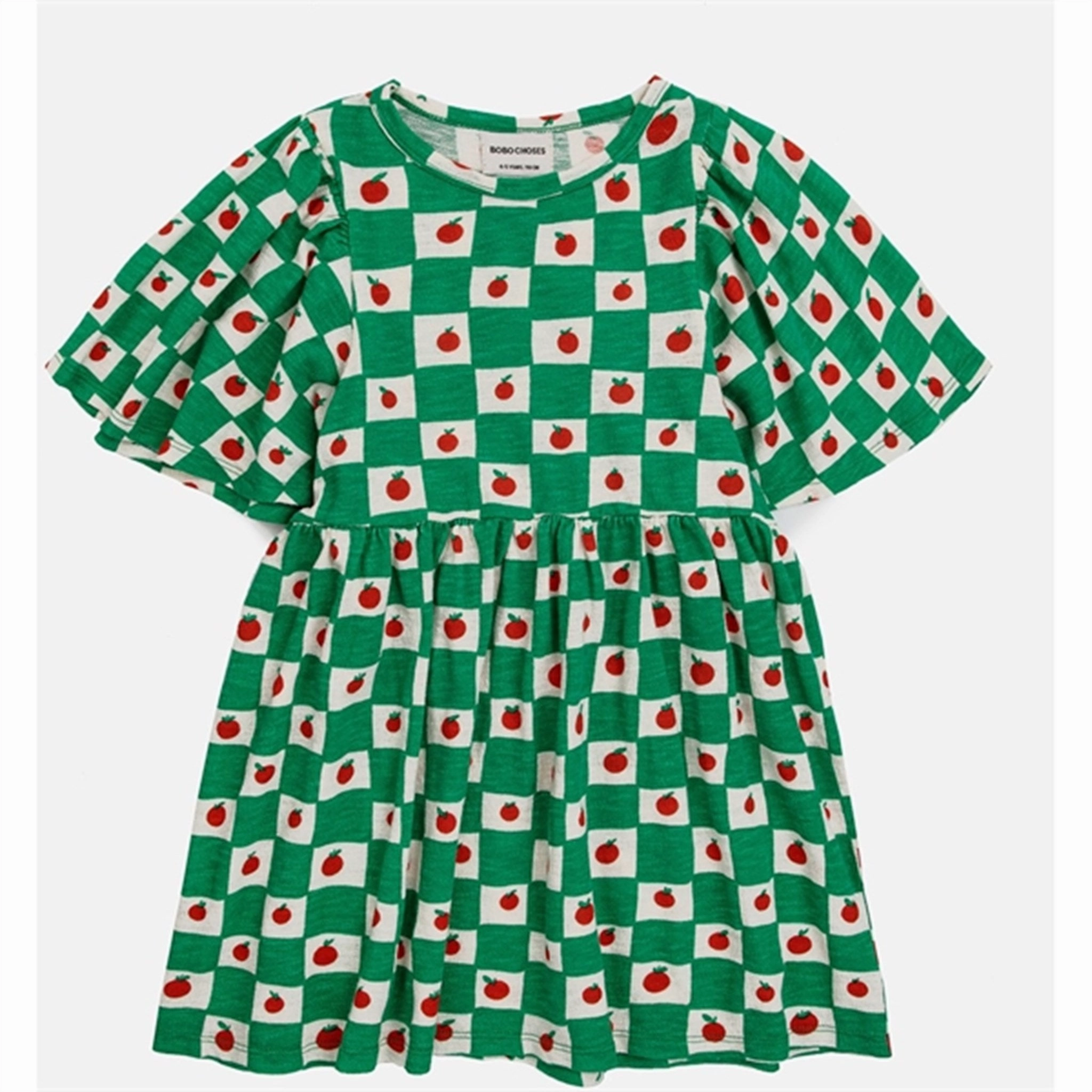 Bobo Choses Tomato All Over Ruffle Sleeves Dress Short Offwhite Elegant Everyday