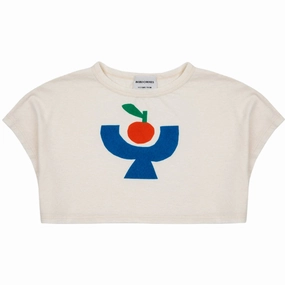 Effortless Style Playful Prints Bobo Choses Tomato Plate Cropped T-Shirt Offwhite