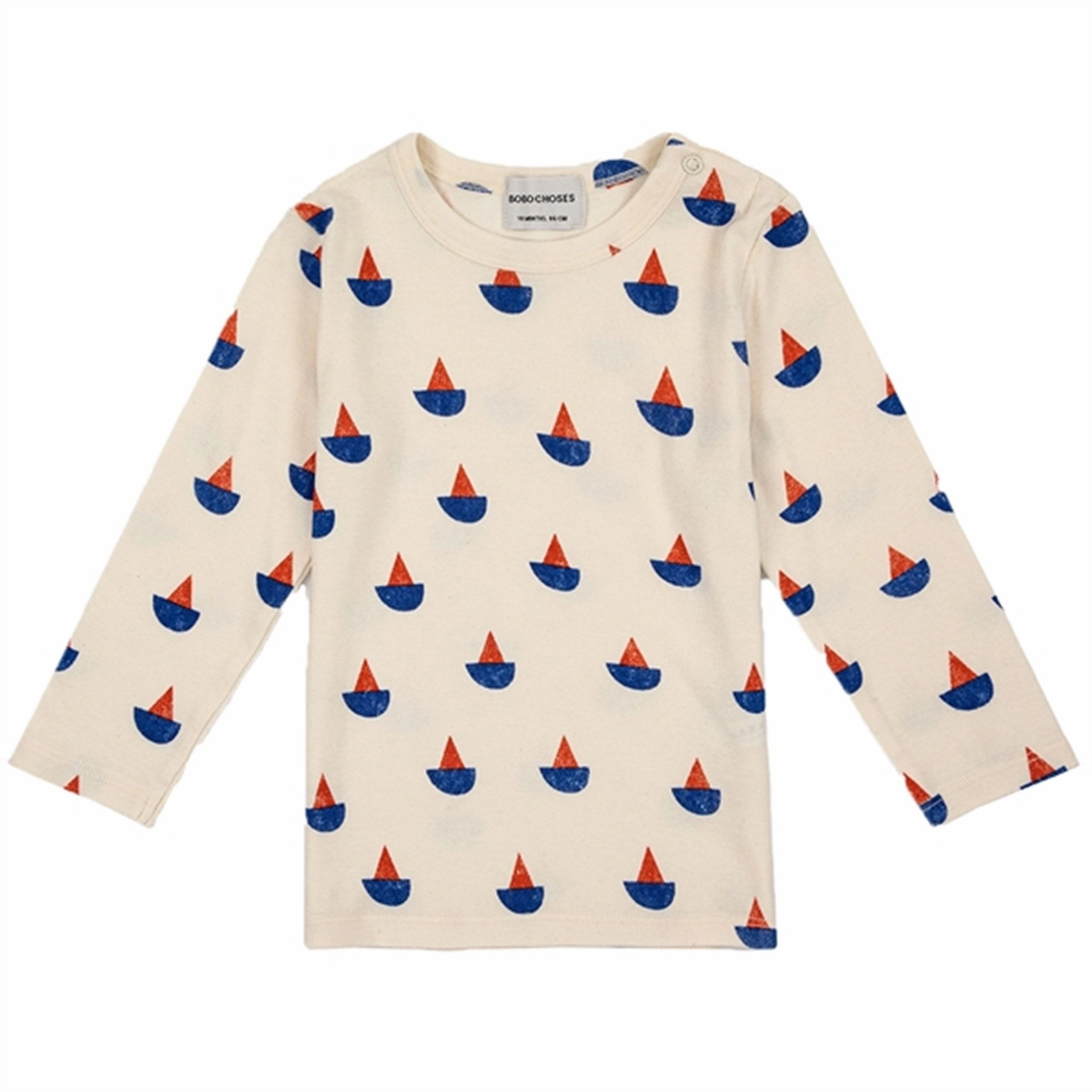 Bobo Choses White Sail Boat All Over Blouse Pocket Detail checkered pattern