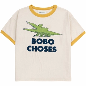 Trendy Comfort Fit Bobo Choses White Talking Crocodile T-Shirt
