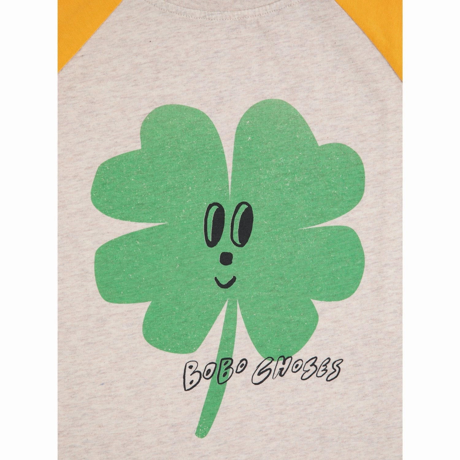 Business casual adult clothing Bobo Choses Yellow Lucky Clover Ranglan Sleeves T-Shirt