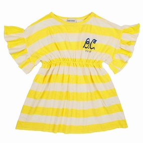Textured Surface Bobo Choses Yellow Stripes Ruffle Dress
